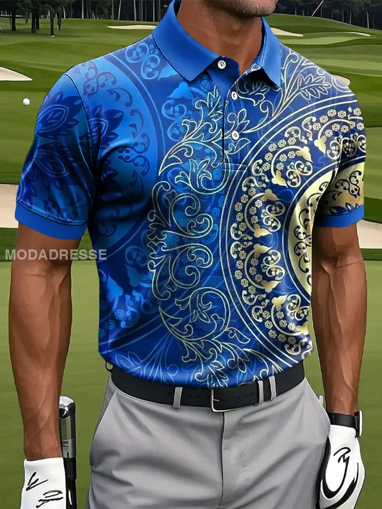 Mäns Retro Abstrakt färgglada Mandala Konst Skriv ut Casual Business Polo tröj flerlog / S
