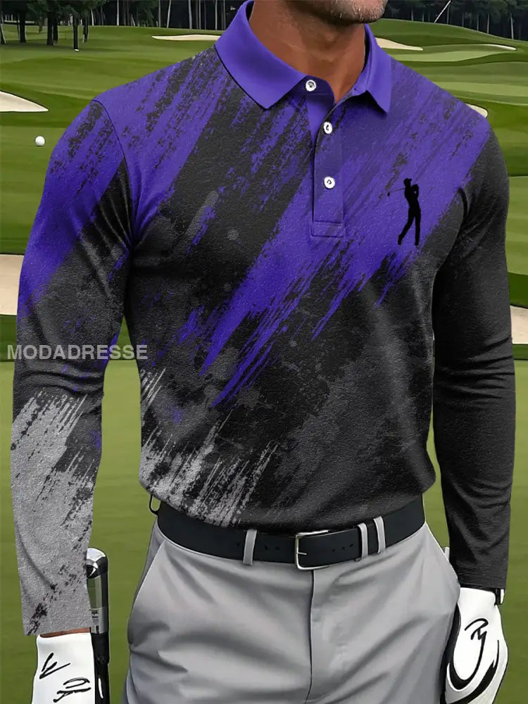 Mäns Retro Abstrakt färgglada textured konst Skriv ut Casual Polo tröj flerlog / S