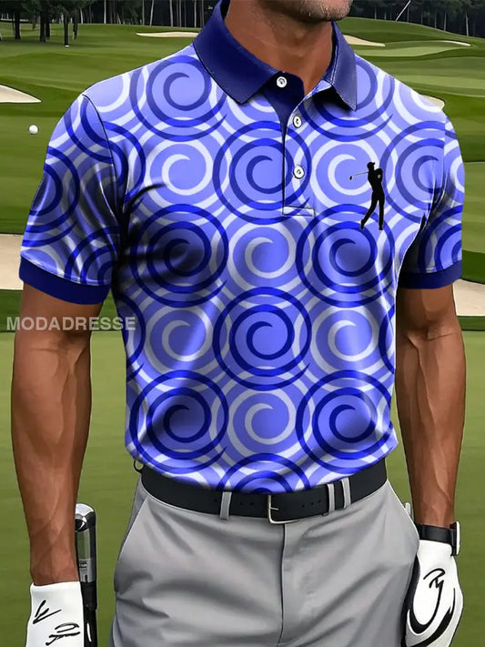 Mäns Retro färg linje swirl konst Skriv ut Casual Business Polo tröj flerlog / S