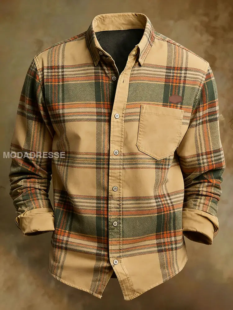 Mäns Retro Konst Skriv ut bekväma affärer långärmen skjorta A / S