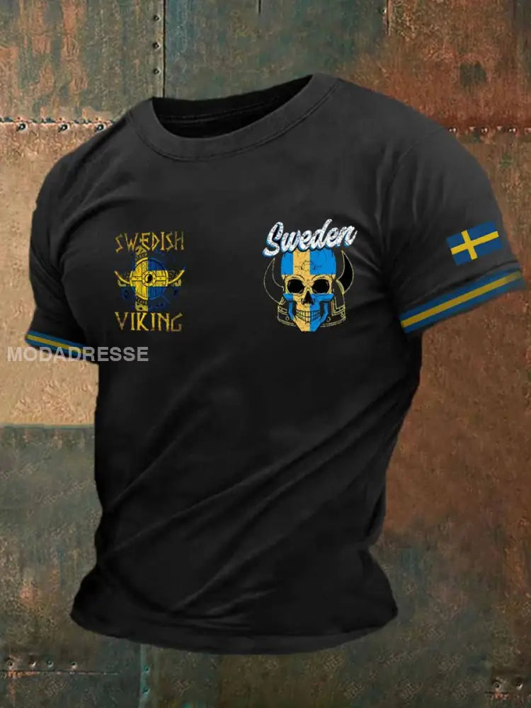 Mäns retro svensk kultur och konsttryck avslappnad kortärmad T-shirt Faith A / S