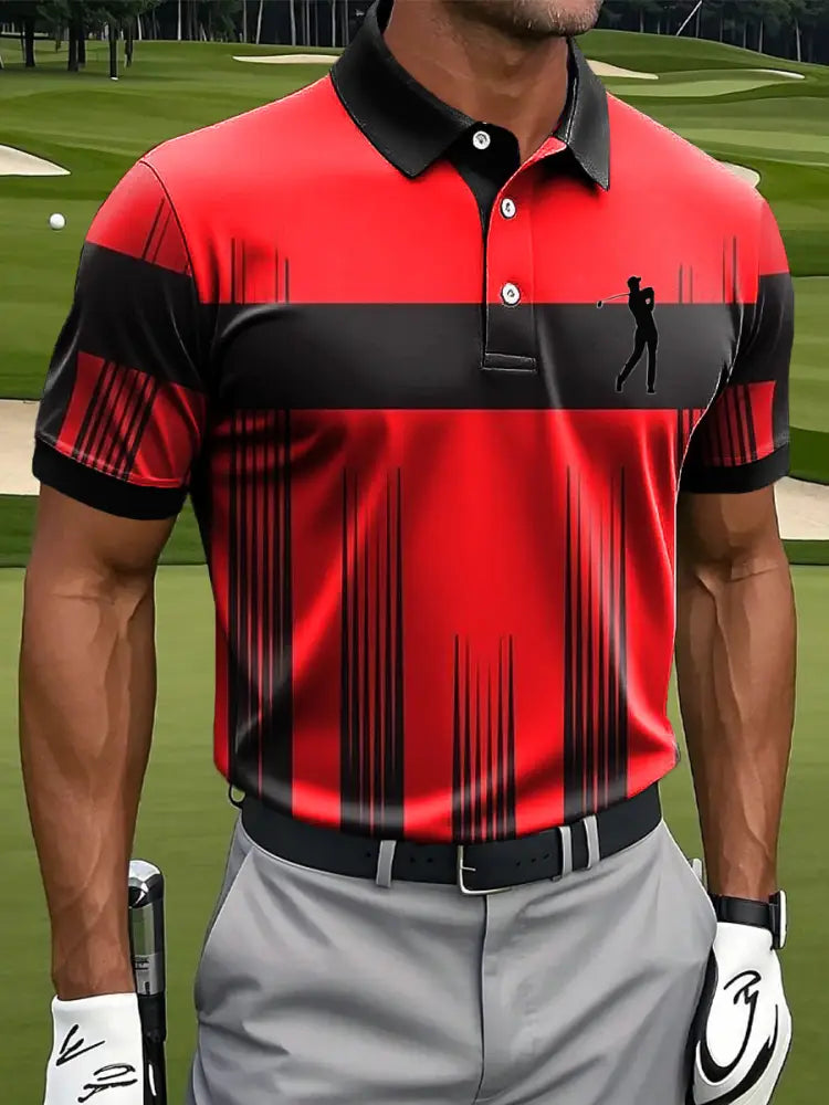 Mäns Retro symmetriska ränder konst Skriv ut Casual Business Polo tröj flerlog / S