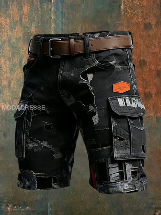 Mäns Retro Vacation Business Art Print Casual Shorts A / S