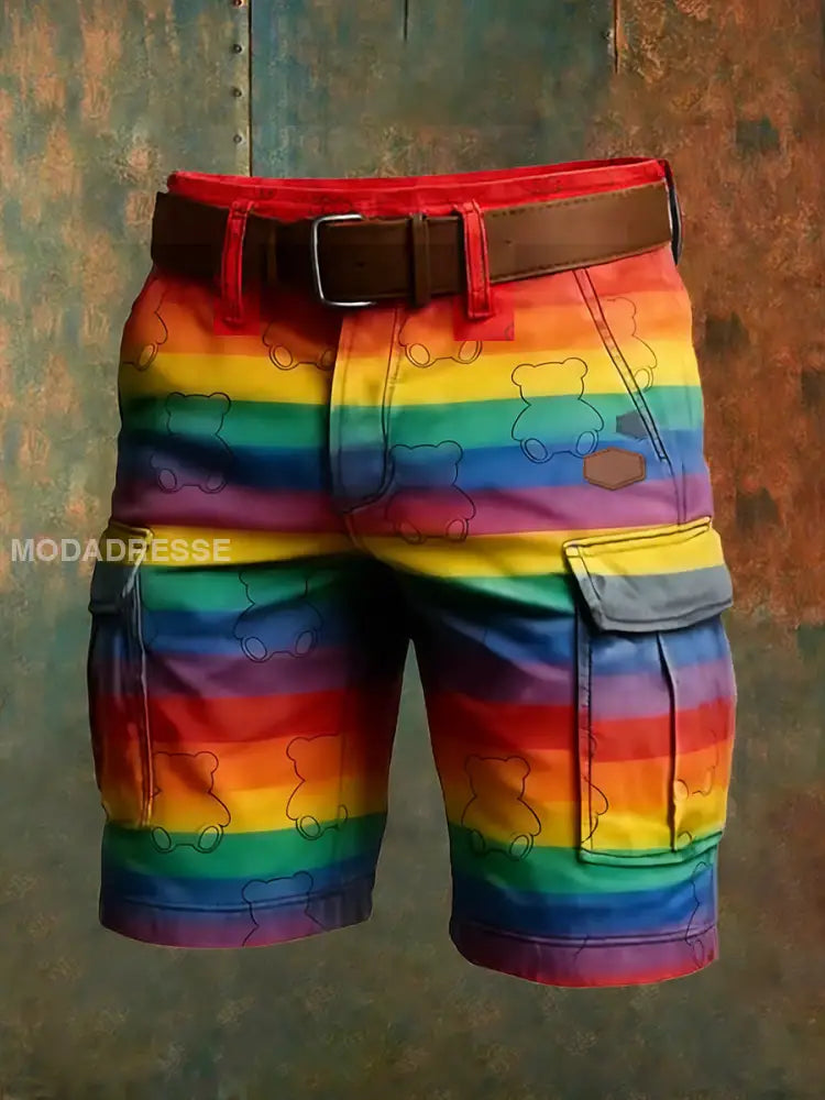 Mäns Retro Vacation Business Art Print Casual Shorts A / S