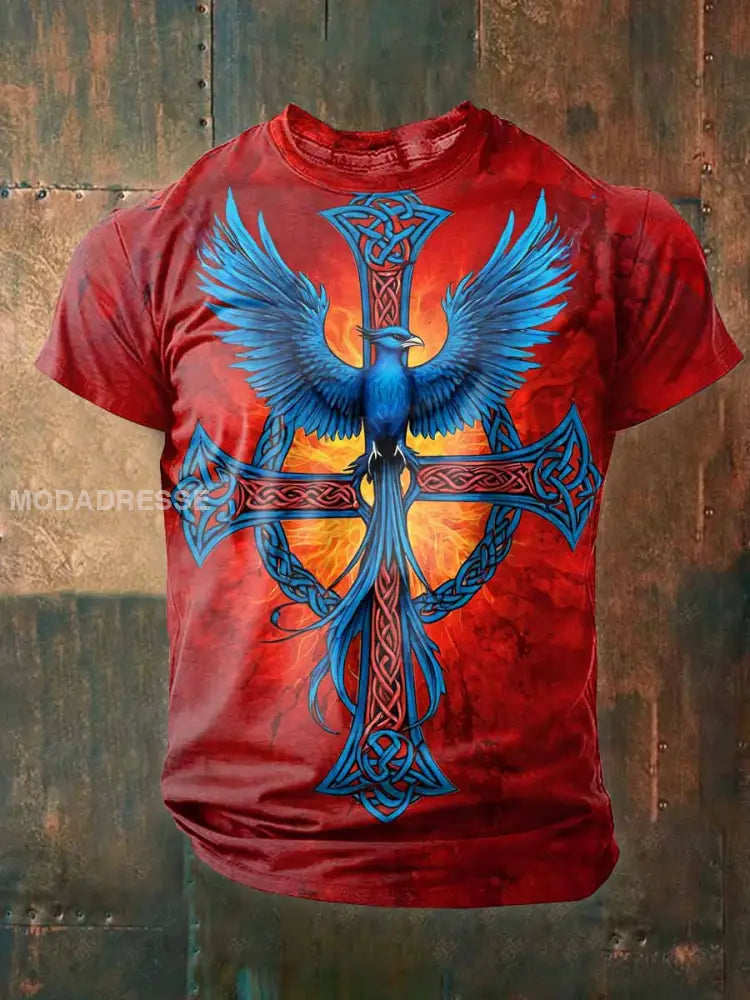 Mäns Retro Viking kors Print Casual T-shirt som bild / S