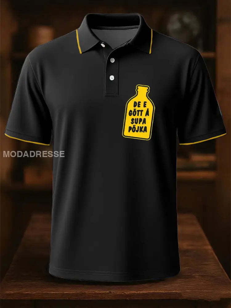 Mäns roliga fyllda tryckta Casual Tops svart / S