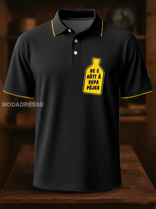 Mäns roliga fyllda tryckta Casual Tops svart / S