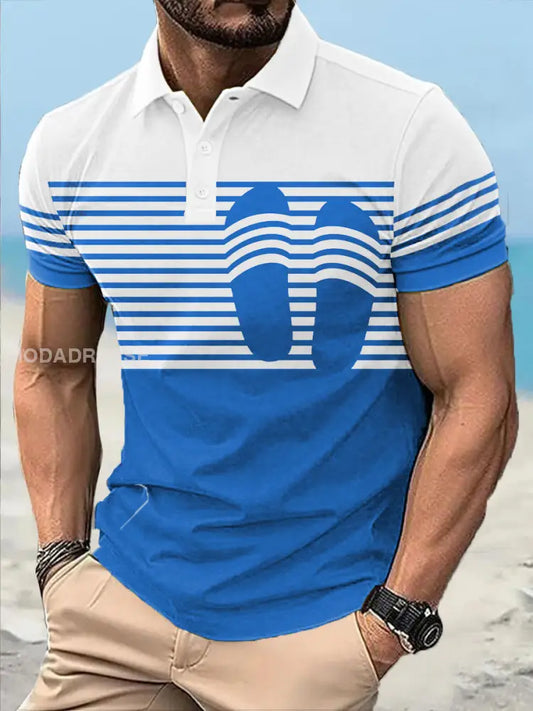 Mäns roliga semester stil tryckta Casual Tops blå / S