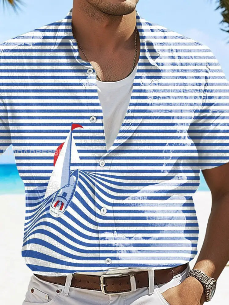 Mäns roliga semester stil tryckta Casual Tops blå / S