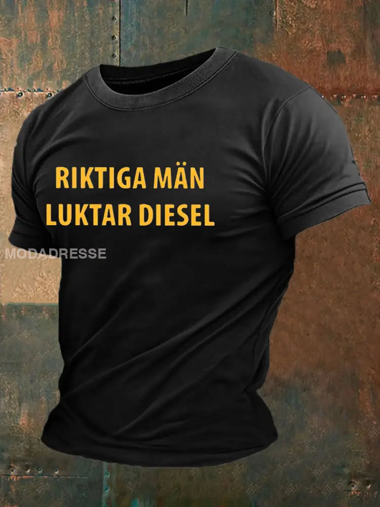 Mäns roliga tryckt T-shirt svart / S