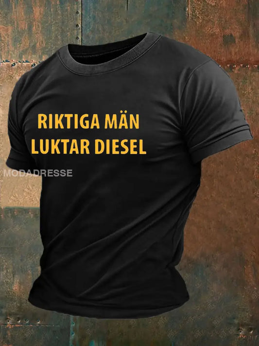 Mäns roliga tryckt T-shirt svart / S