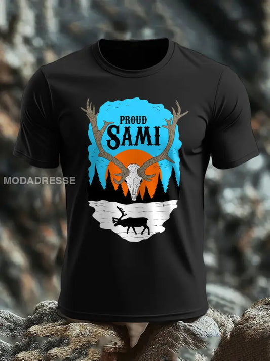 Mäns samiska folk Stolt Tryckt T shirt svart / S