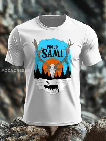 Mäns samiska folk Stolt Tryckt T shirt vit / S