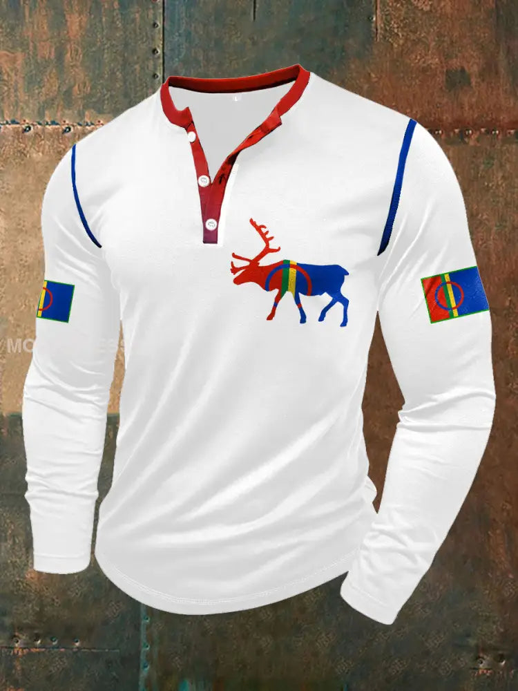 Mäns samiska folk stolta tryckta Casual Tops vit / S
