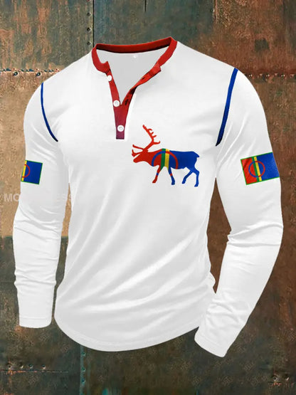 Mäns samiska folk stolta tryckta Casual Tops vit / S