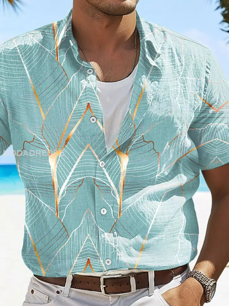 Mäns semester stil Hawaii Tryckta Casual Tops blågrön / S