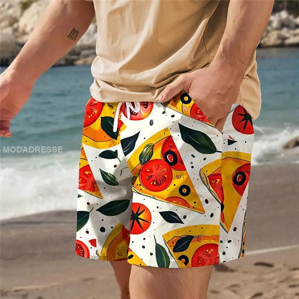 Mäns semester stil Print Casual Shorts oräng / S