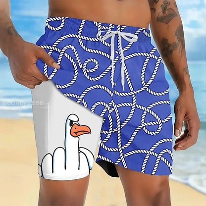 Mäns semester stil tecknad film Printed fodrad snabb torr shorts