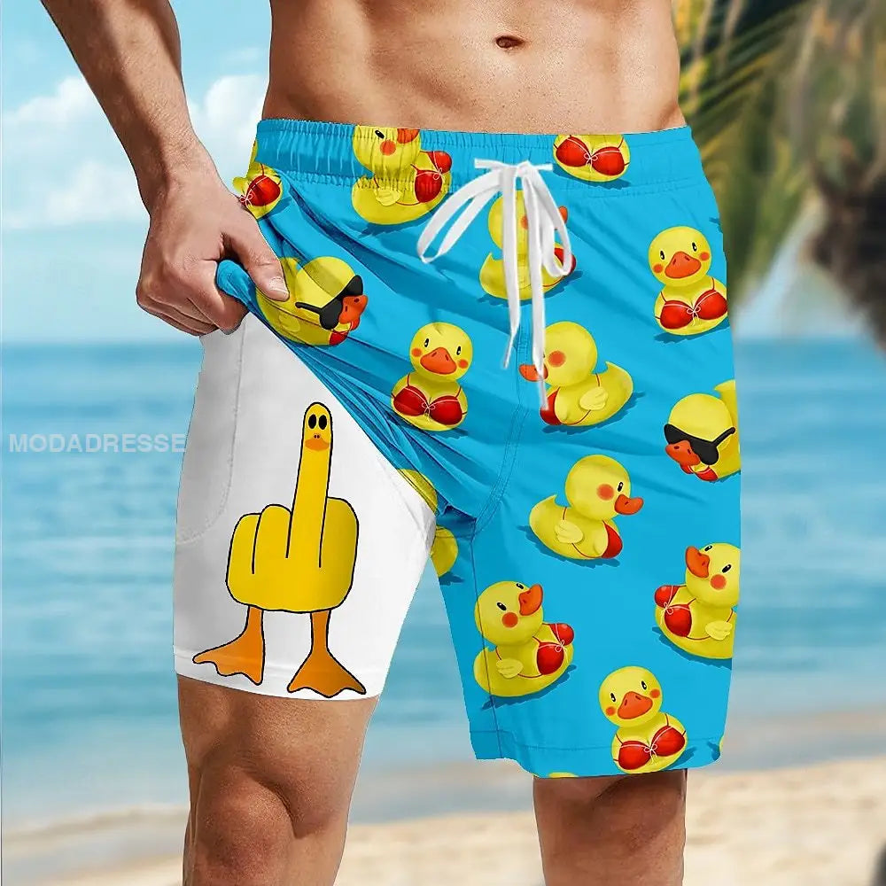 Mäns semester stil tecknad film Printed fodrad snabb torr shorts blå / S