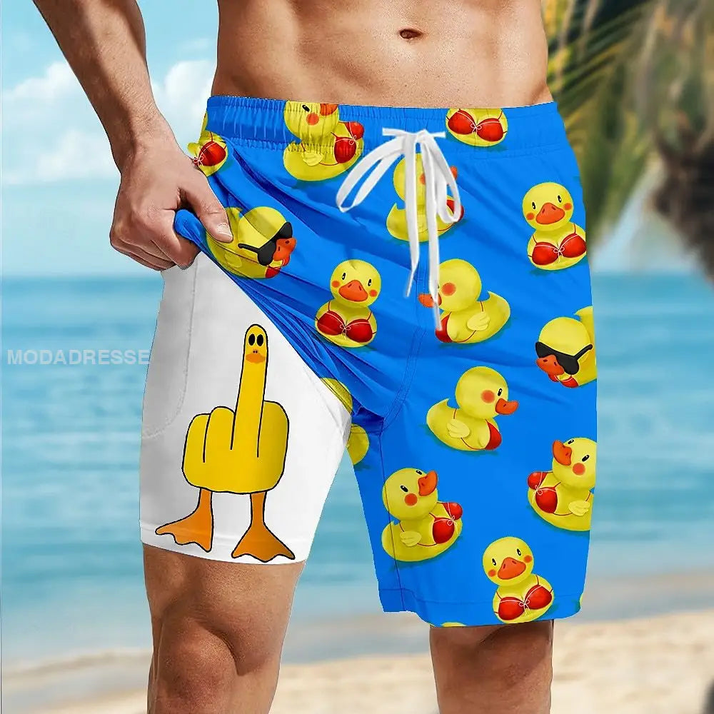 Mäns semester stil tecknad film Printed fodrad snabb torr shorts kunglig blå / S