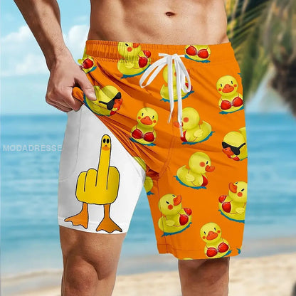 Mäns semester stil tecknad film Printed fodrad snabb torr shorts oräng / S