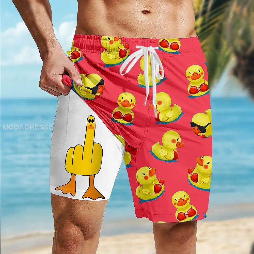 Mäns semester stil tecknad film Printed fodrad snabb torr shorts röd / S