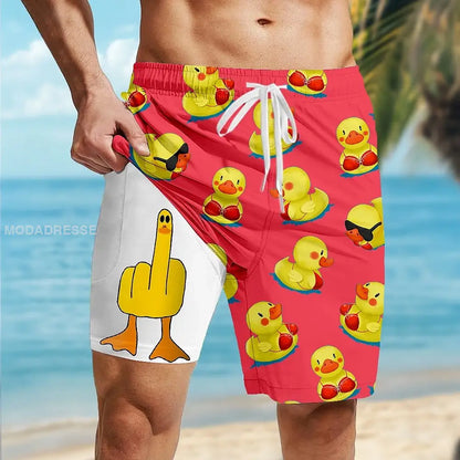Mäns semester stil tecknad film Printed fodrad snabb torr shorts röd / S