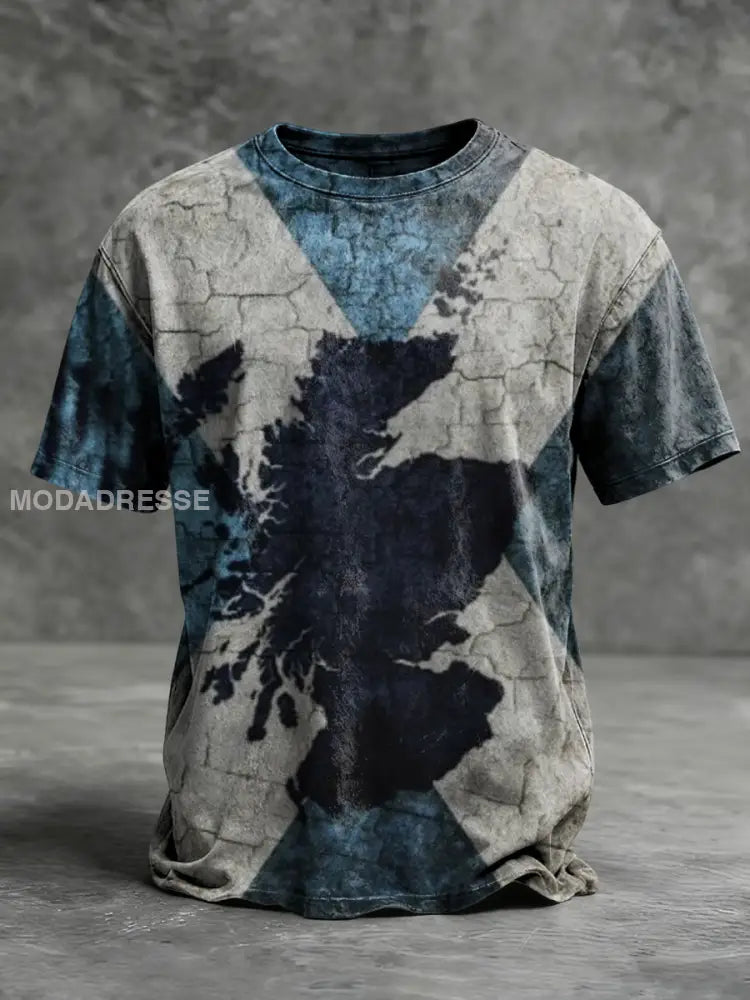 Mäns smärtsamma knacka finska kartmönster T-shirt flerlog / S