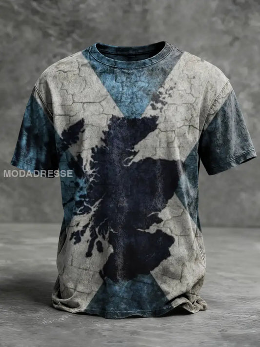 Mäns smärtsamma knacka finska kartmönster T-shirt flerlog / S
