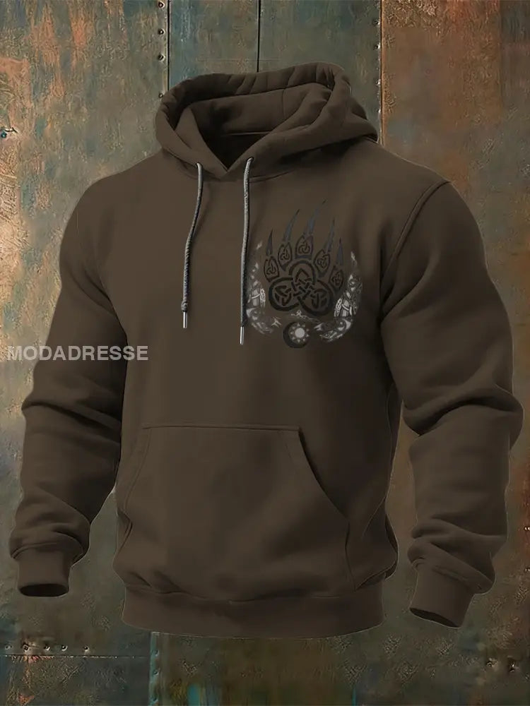 Mäns subtile keltiska björnstav Print Hoodie Print flerlog / S