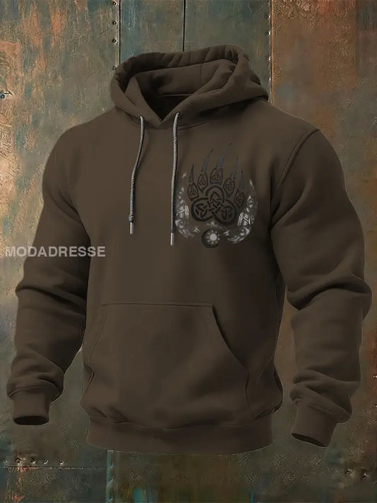 Mäns subtile keltiska björnstav Print Hoodie Print flerlog / S