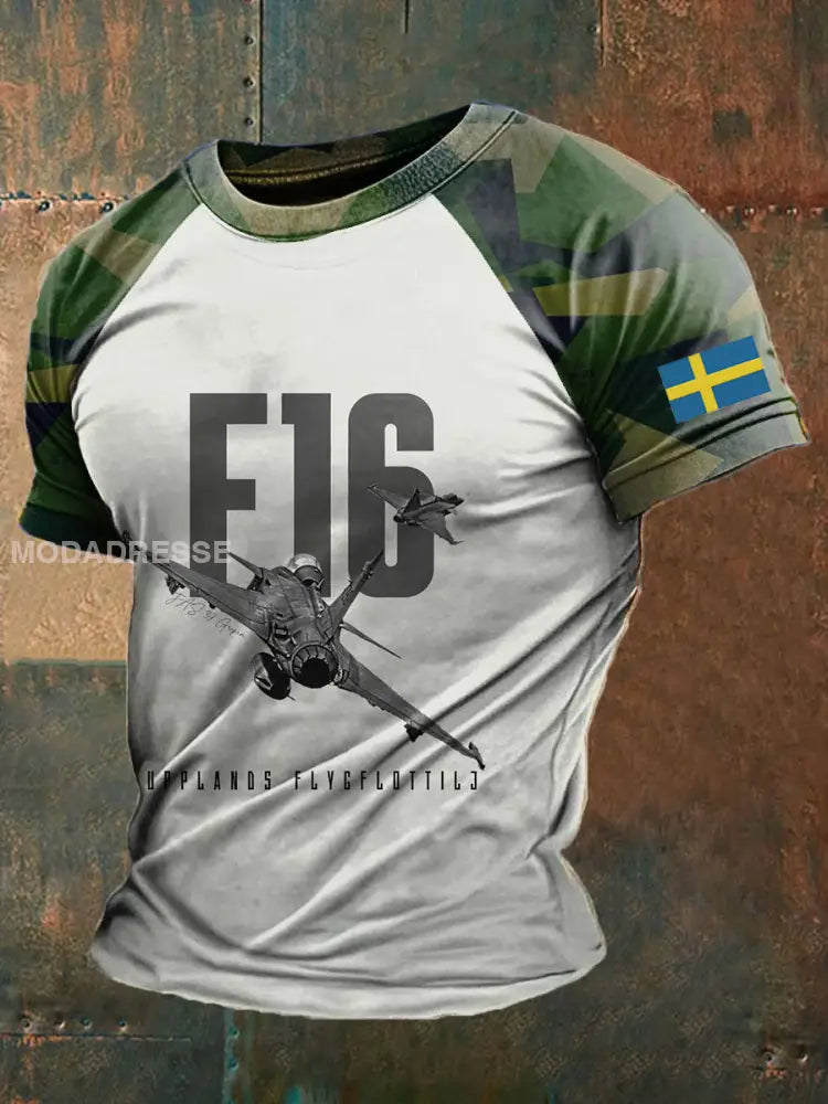 Mäns svenska flygvapnet tryckt T-shirt kränk-vitt / S