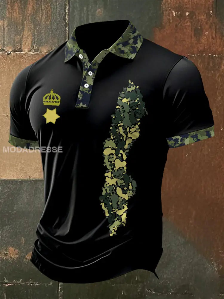 Mäns svenska militärtema Print Polo tröj som bild / S