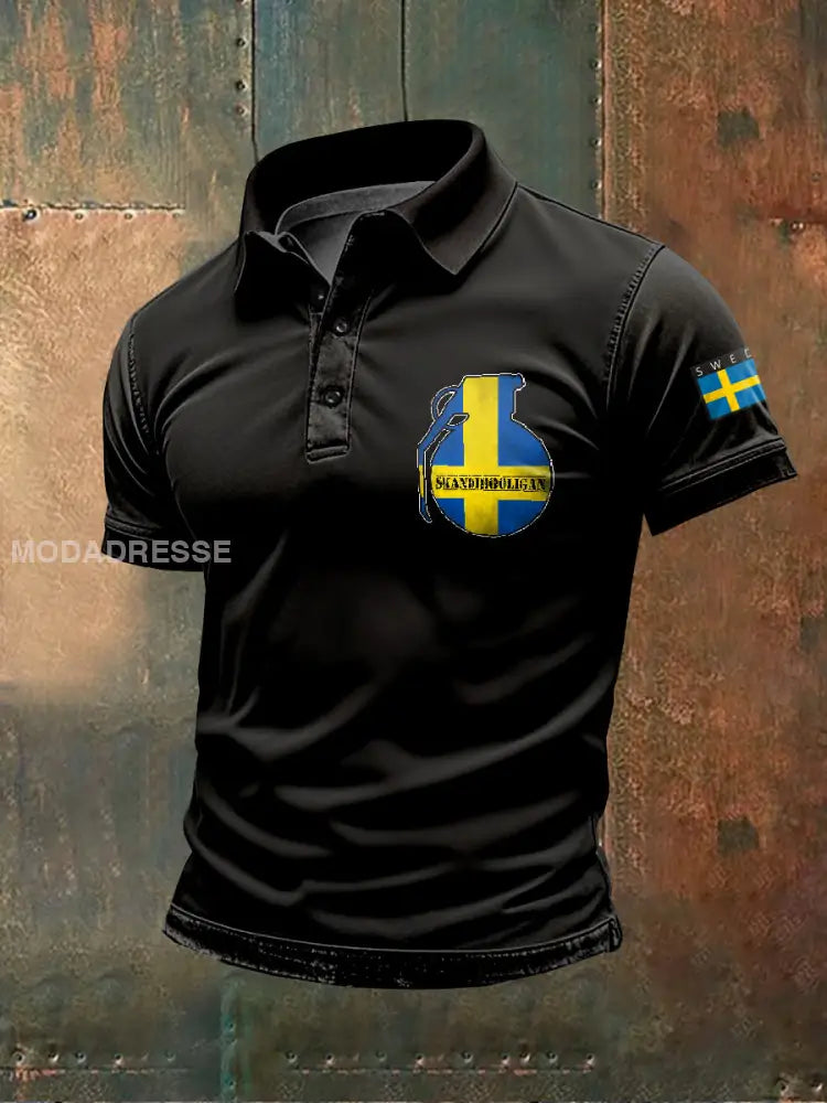 Mäns svenska militärtema Print Polo tröj som bild / S