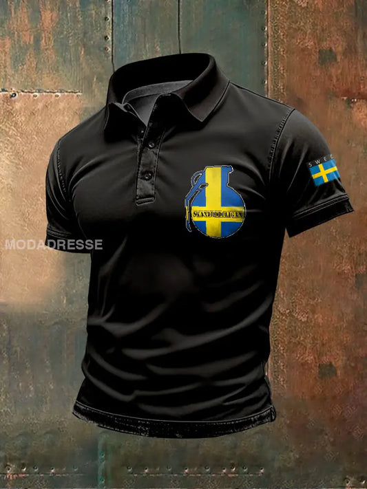Mäns svenska militärtema Print Polo tröj som bild / S