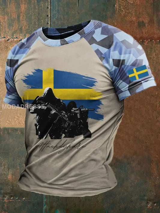 Mäns svenska Navy T-shirt Khaki / S