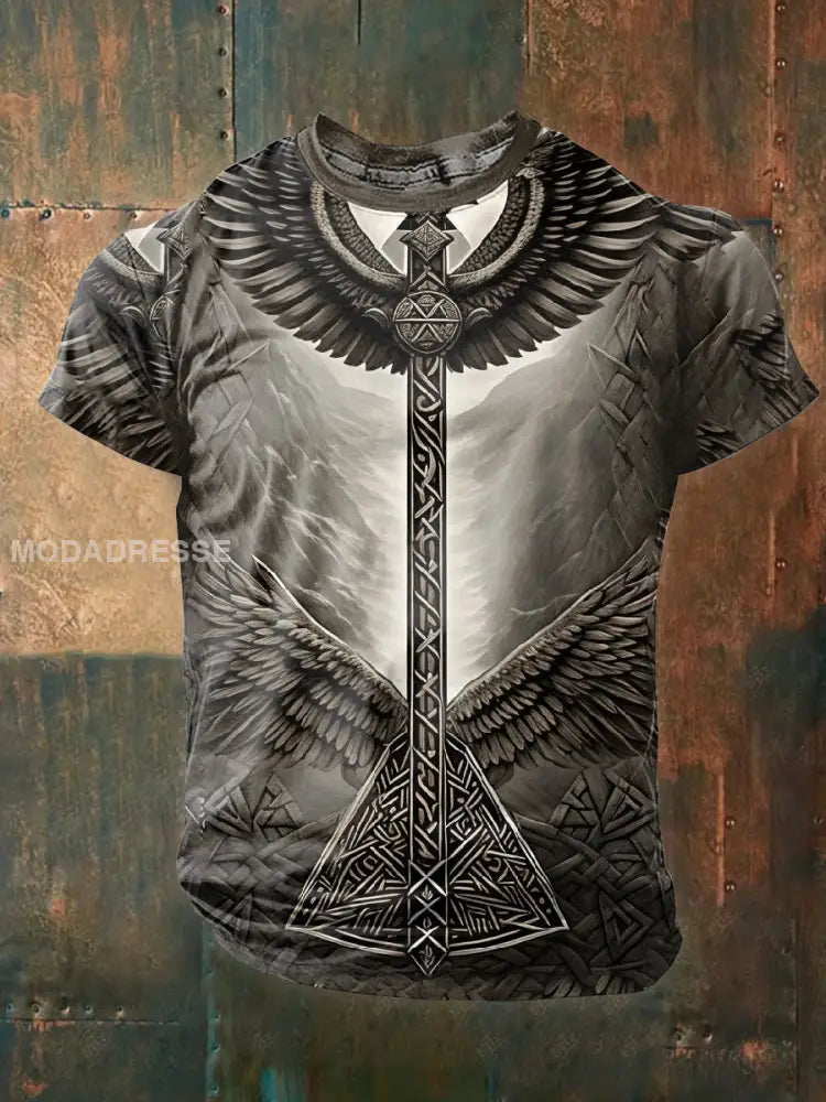 Mäns svenska Viking Print Casual T-shirt som bild / S