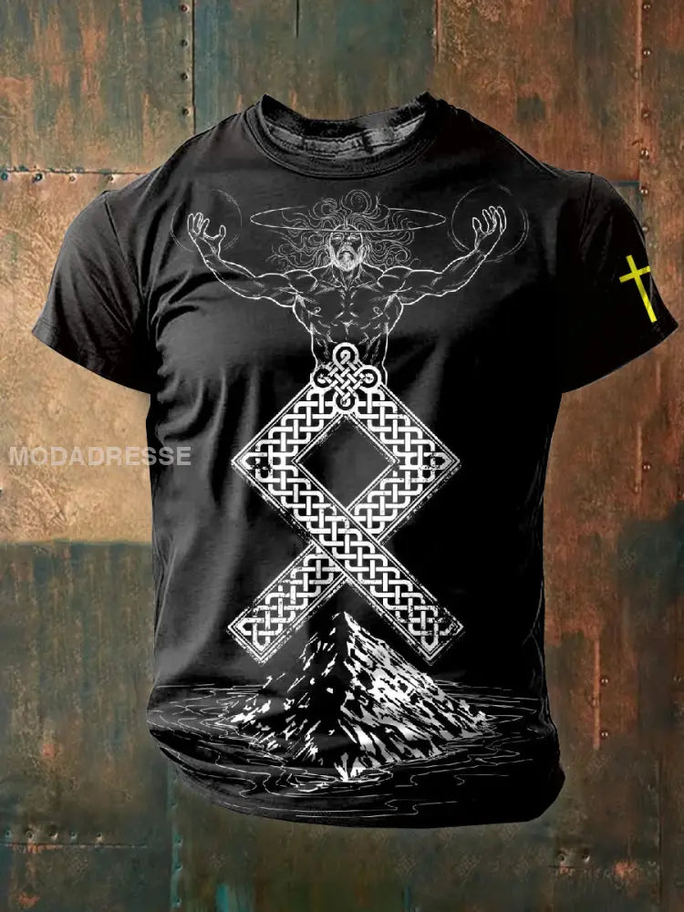 Mäns svenska Viking Print Casual T-shirt som bild / S