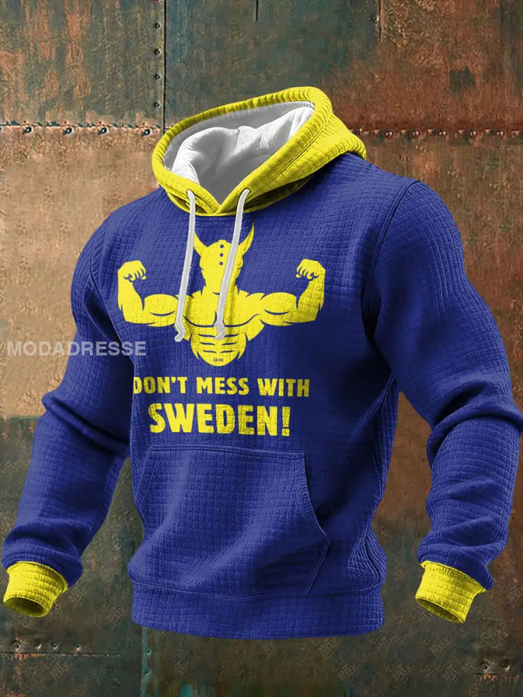 Mäns Sverige Flagg Konst tryckt Hoodie Konsta kunglig blå / S