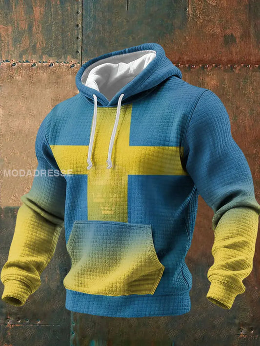 Mäns Sverige Flagg Konst tryckt Hoodie Konsta som bild / S