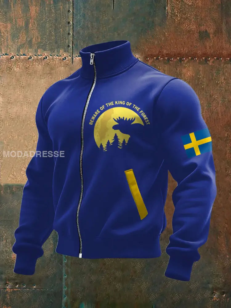 Mäns Sverige Flagg Konst tryckt rocka kunglig blå / S