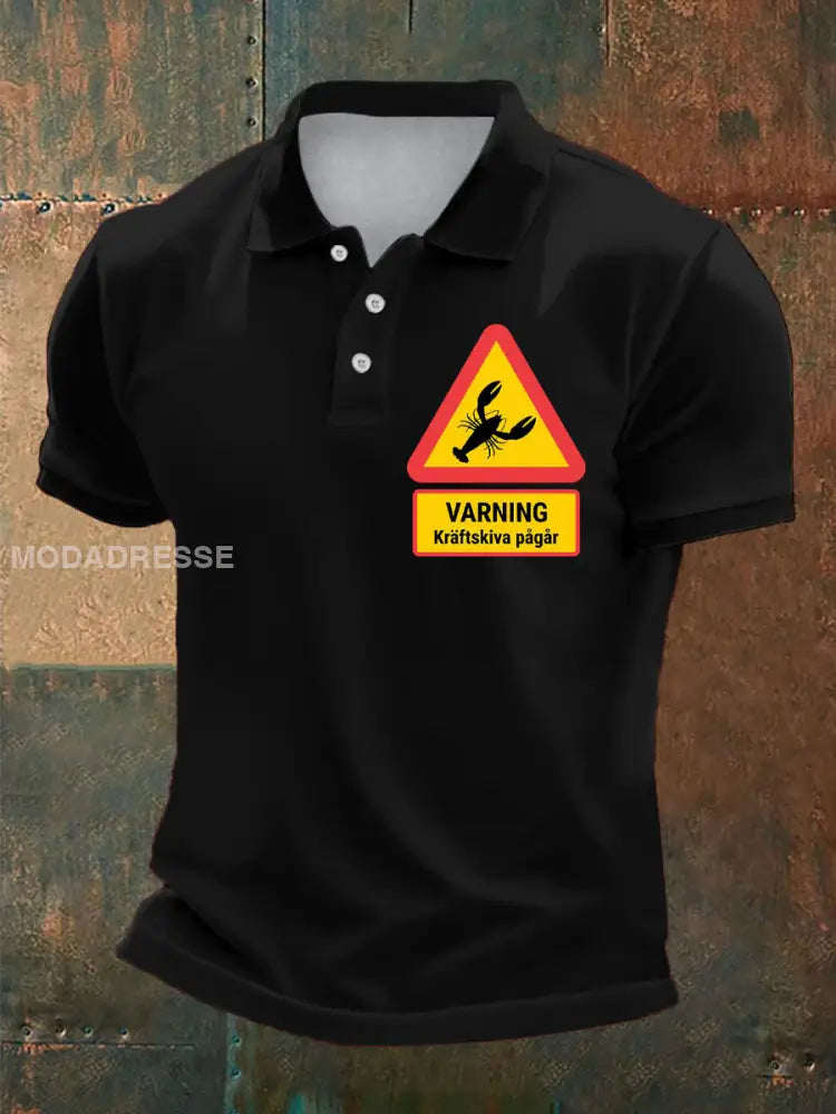 Mäns Sverige Hummer Kraftskiva Tryckta Casual Tops svart / S