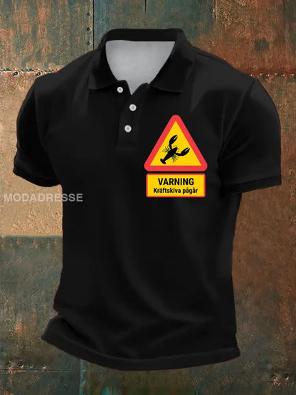 Mäns Sverige Hummer Kraftskiva Tryckta Casual Tops svart / S