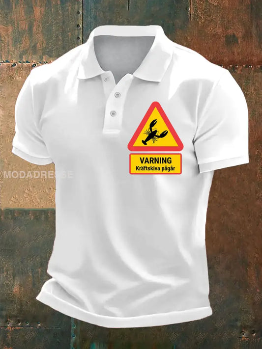 Mäns Sverige Hummer Kraftskiva Tryckta Casual Tops vit / S