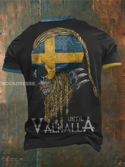 Mäns Sverige Viking Style T-shirt svart / S