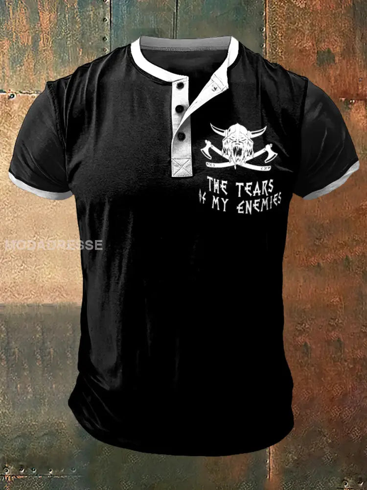 Mäns tårar är fiender min tryck konst kort ärm hensley hals T-shirt S
