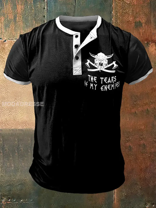 Mäns tårar är fiender min tryck konst kort ärm hensley hals T-shirt S