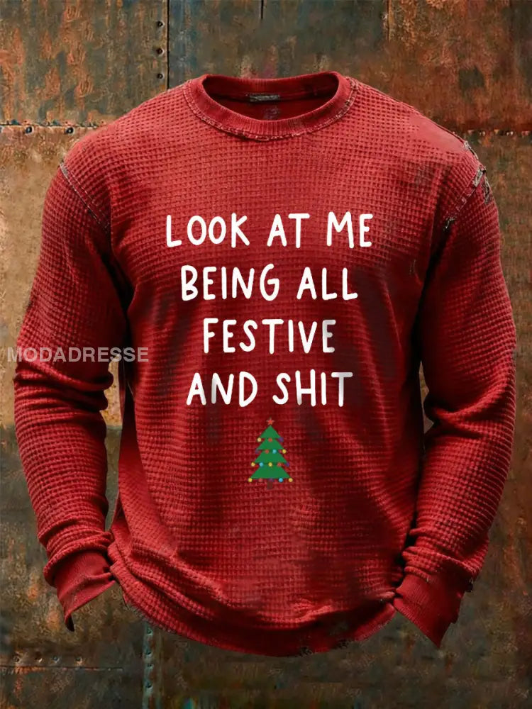 Mäns titta på mig som är festlig och skitsnackad t-shirt röd / S