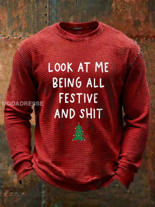 Mäns titta på mig som är festlig och skitsnackad t-shirt röd / S