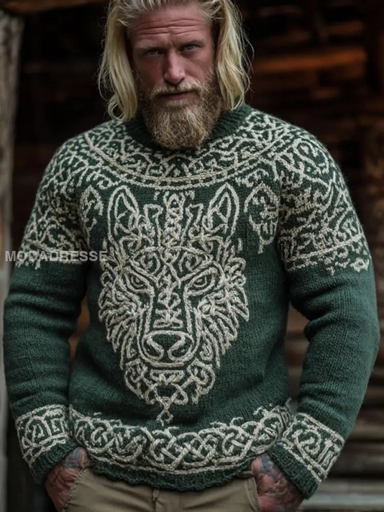 Mäns tröja i vikinga stil. grönt / S